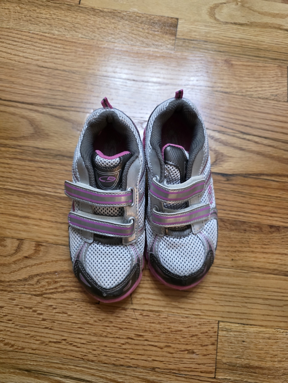 Champion Girls White and Pink Velcro Athletic Sneakers